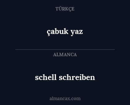 schell schreiben - çabuk yaz