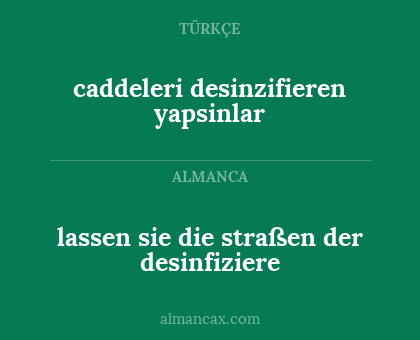 caddeleri desinzifieren yapsinlar - lassen sie die straßen der desinfiziere
