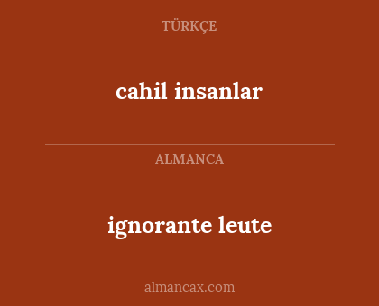 cahil insanlar - ignorante leute