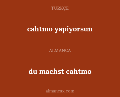 du machst cahtmo - cahtmo yapiyorsun