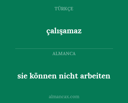 çalışamaz - sie können nicht arbeiten