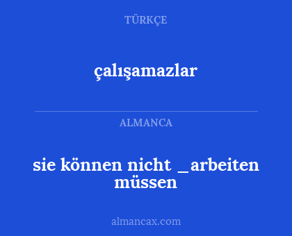 çalışamazlar - sie können nicht _arbeiten müssen