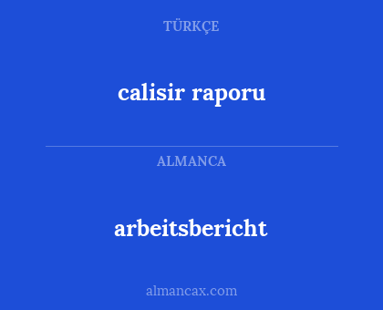 calisir raporu - arbeitsbericht