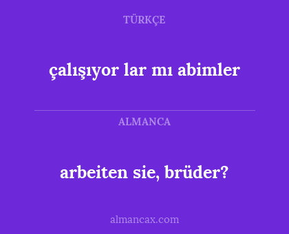 arbeiten sie, brüder? - çalışıyor lar mı abimler