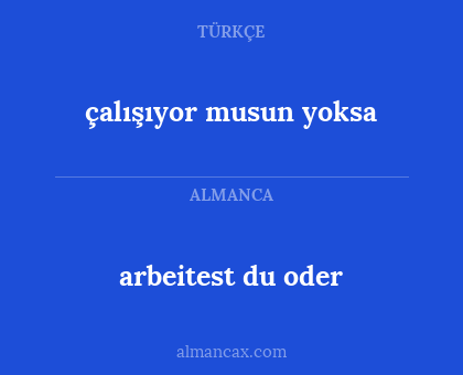 çalışıyor musun yoksa - arbeitest du oder