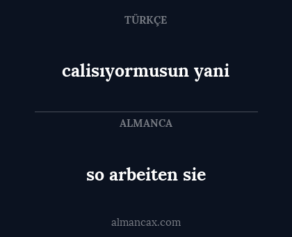 so arbeiten sie - calisıyormusun yani