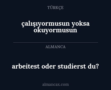 çalışıyormusun yoksa okuyormusun - arbeitest oder studierst du?