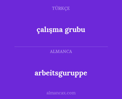 çalışma grubu - arbeitsguruppe