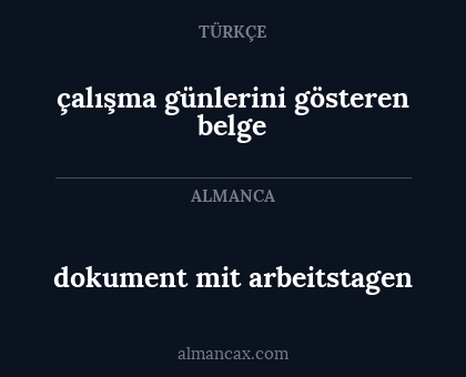 dokument mit arbeitstagen - çalışma günlerini gösteren belge