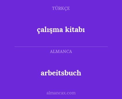arbeitsbuch - çalışma kitabı