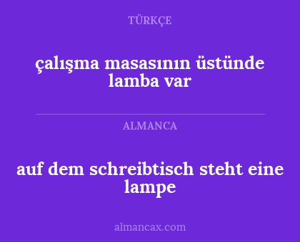 çalışma masasının üstünde lamba var - auf dem schreibtisch steht eine lampe