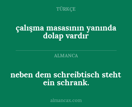 neben dem schreibtisch steht ein schrank. - çalışma masasının yanında dolap vardır