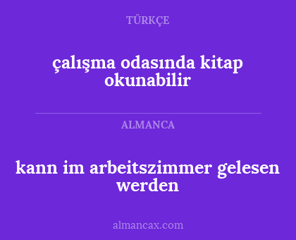 kann im arbeitszimmer gelesen werden - çalışma odasında kitap okunabilir