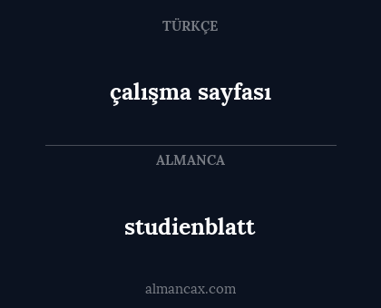 studienblatt - çalışma sayfası