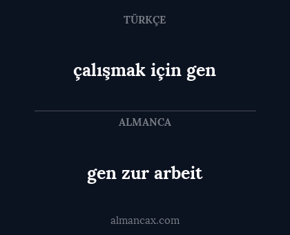 çalışmak için gen - gen zur arbeit