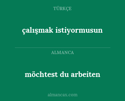 çalışmak istiyormusun - möchtest du arbeiten