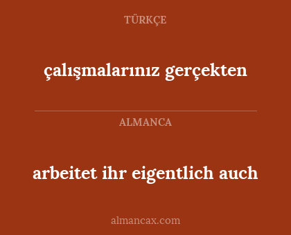 arbeitet ihr eigentlich auch - çalışmalarınız gerçekten