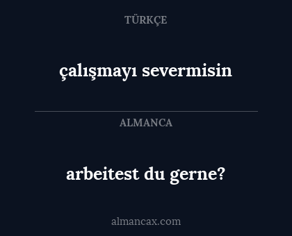 çalışmayı severmisin - arbeitest du gerne?