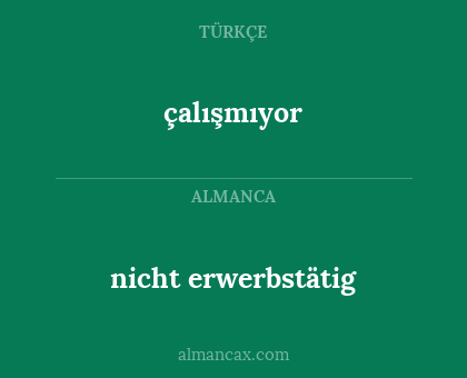 çalışmıyor - nicht erwerbstätig