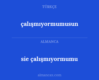 sie çalışmıyormumu - çalışmıyormumusun