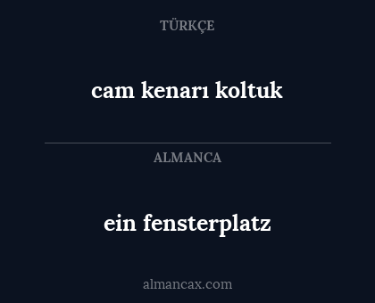 ein fensterplatz - cam kenarı koltuk