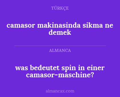 camasor makinasinda sikma ne demek - was bedeutet spin in einer camasor-maschine?