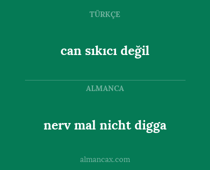 nerv mal nicht digga - can sıkıcı değil