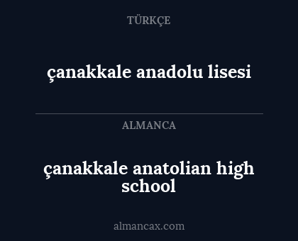 çanakkale anadolu lisesi - çanakkale anatolian high school