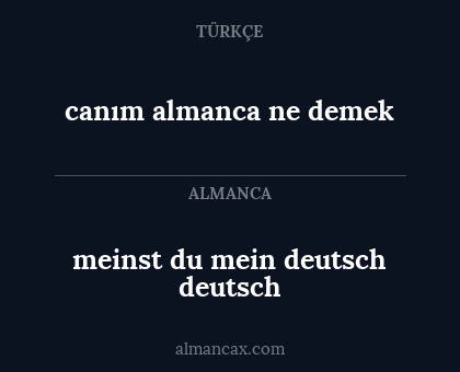 canım almanca ne demek - meinst du mein deutsch deutsch