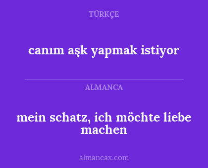 mein schatz, ich möchte liebe machen - canım aşk yapmak istiyor