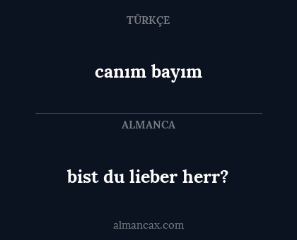 canım bayım - bist du lieber herr?