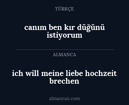 ich will meine liebe hochzeit brechen - canım ben kır düğünü istiyorum