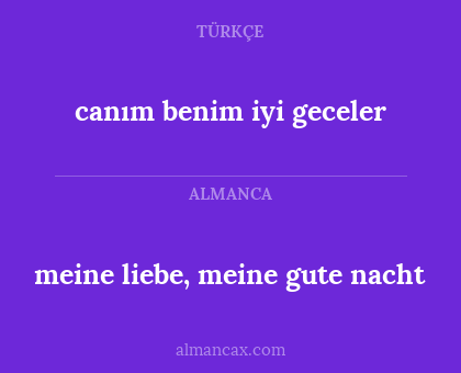 canım benim iyi geceler - meine liebe, meine gute nacht