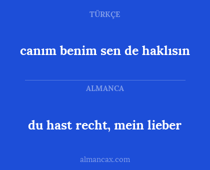canım benim sen de haklısın - du hast recht, mein lieber
