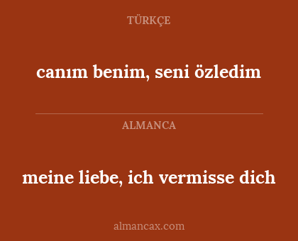 meine liebe, ich vermisse dich - canım benim, seni özledim