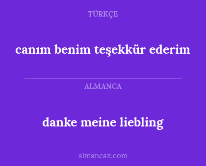 danke meine liebling - canım benim teşekkür ederim