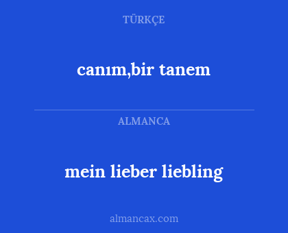 canım,bir tanem - mein lieber liebling