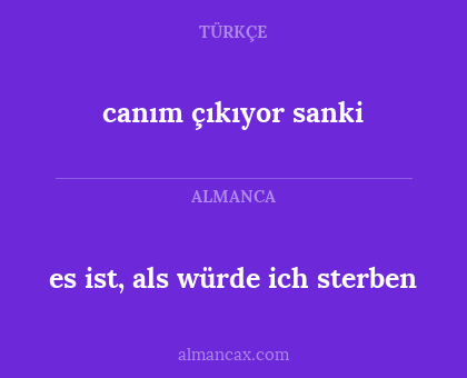 es ist, als würde ich sterben - canım çıkıyor sanki
