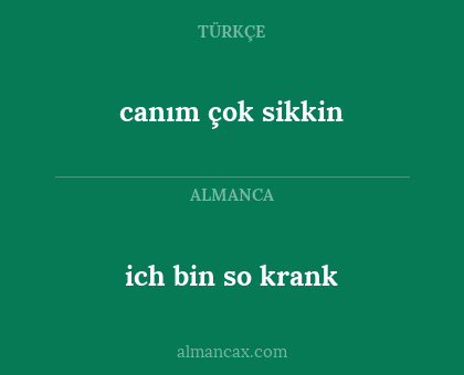 ich bin so krank - canım çok sikkin