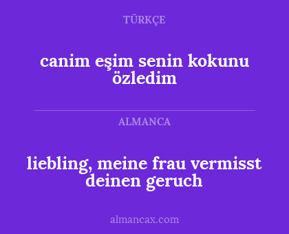 liebling, meine frau vermisst deinen geruch - canim eşim senin kokunu özledim