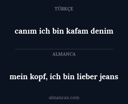 canım ich bin kafam denim - mein kopf, ich bin lieber jeans