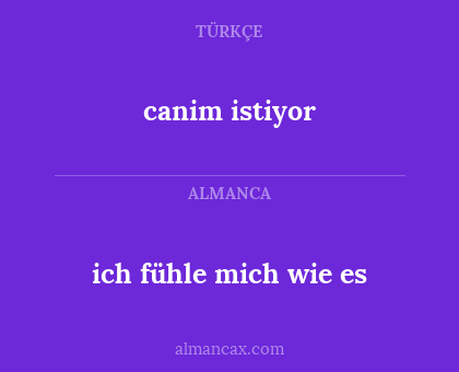 canim istiyor - ich fühle mich wie es