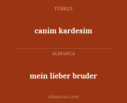 mein lieber bruder - canim kardesim