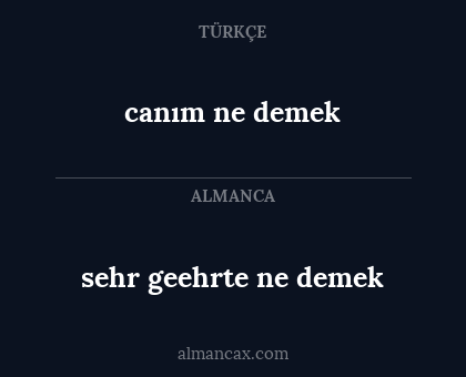 sehr geehrte ne demek - canım ne demek