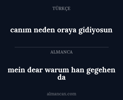 mein dear warum han gegehen da - canım neden oraya gidiyosun