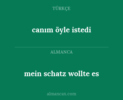 canım öyle istedi - mein schatz wollte es