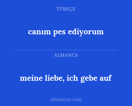 canım pes ediyorum - meine liebe, ich gebe auf