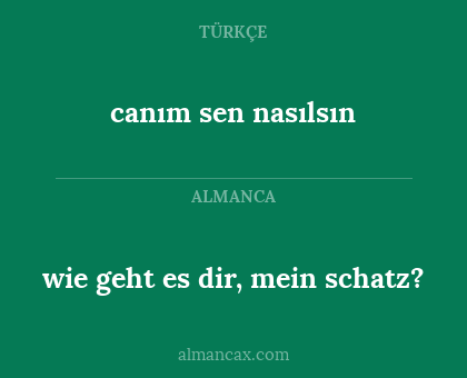 wie geht es dir, mein schatz? - canım sen nasılsın
