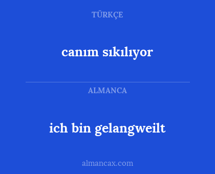 ich bin gelangweilt - canım sıkılıyor