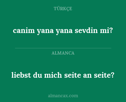 canim yana yana sevdin mi? - liebst du mich seite an seite?